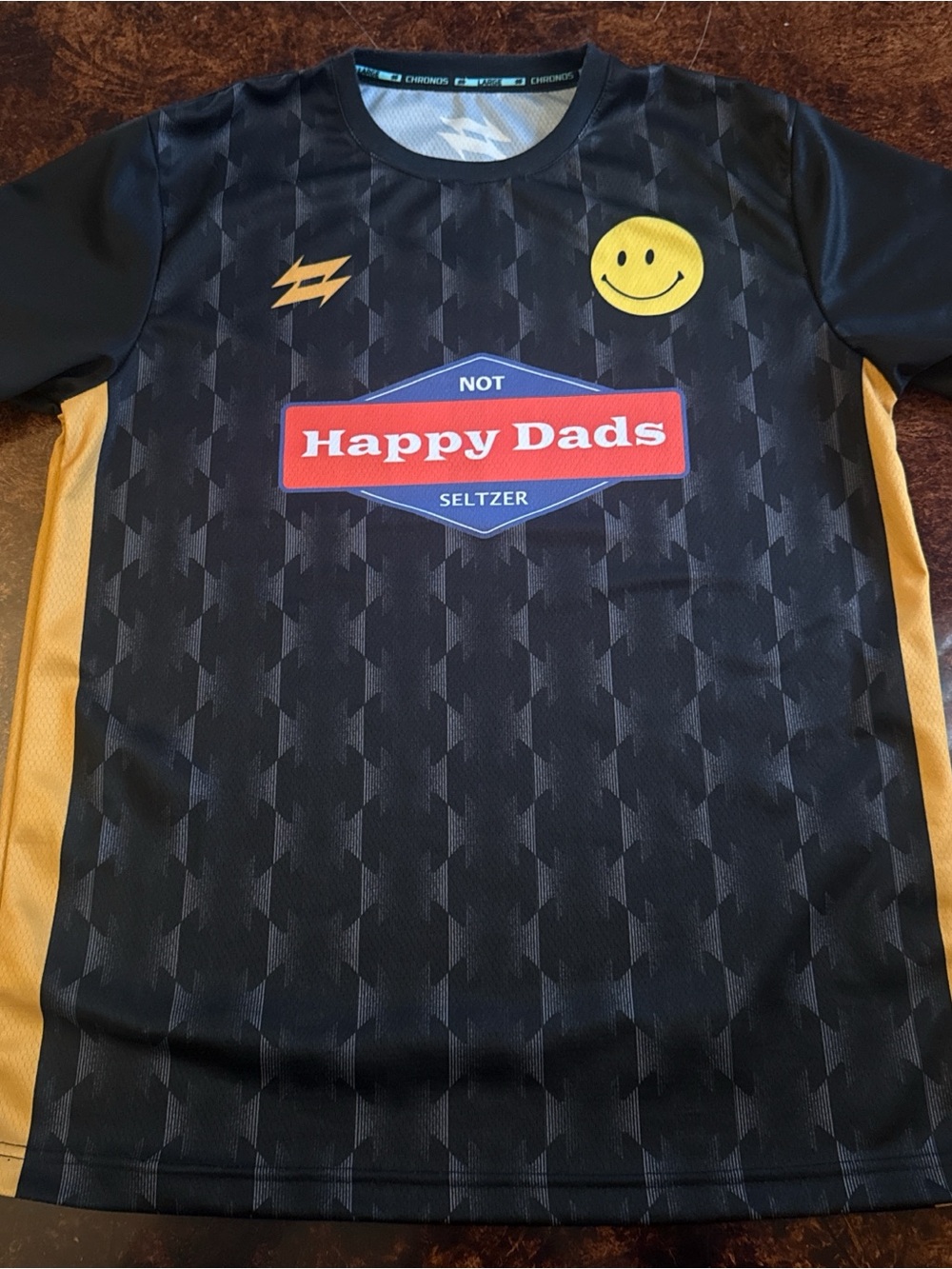 Black & Yellow Happy Dads Graphic Sports Jersey - Men's